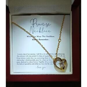 Forever Love Gold Tone With Crystals Heart Pendant Necklace